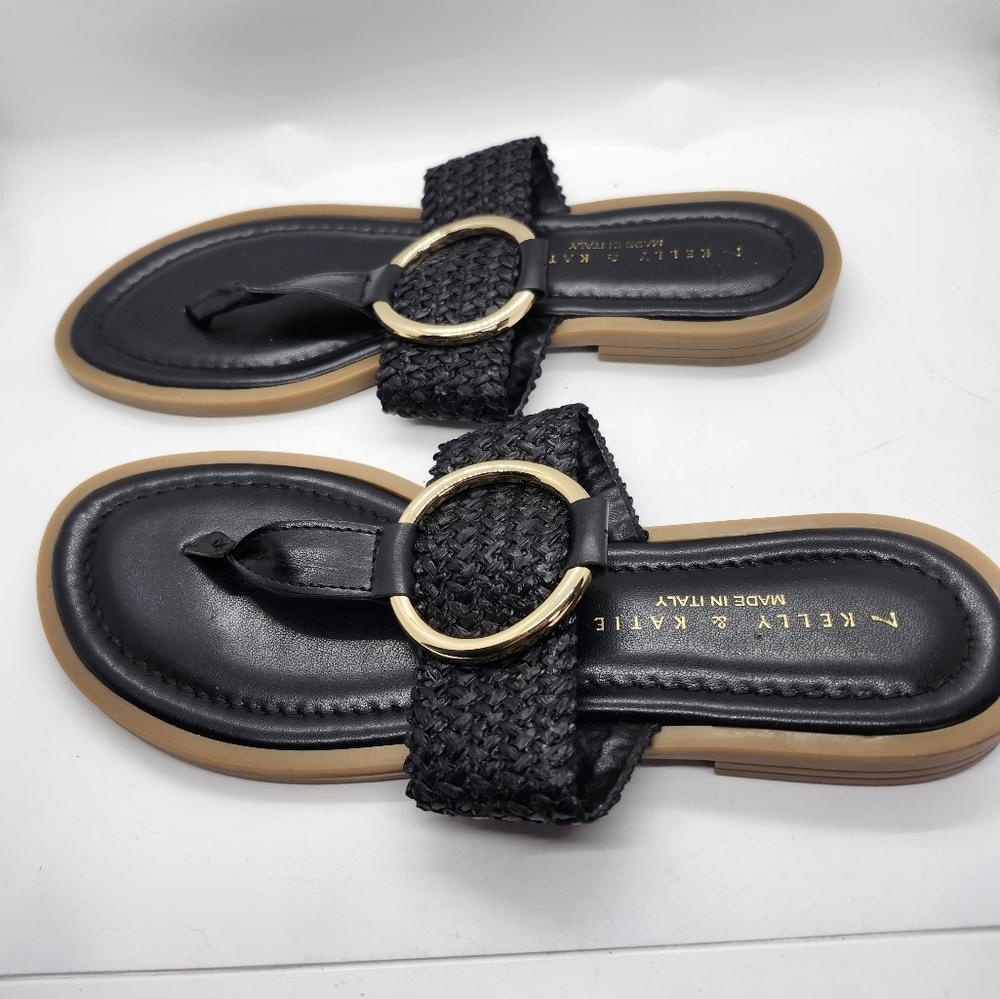 Kelly & Katie Black and Gold Sandals Sz 7‎ - Picture 4 of 6